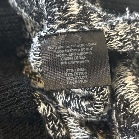 Eileen Fisher Small Linen/Cotton Sweater Black/White Minimalist Neutral Top Soft - Picture 5 of 8